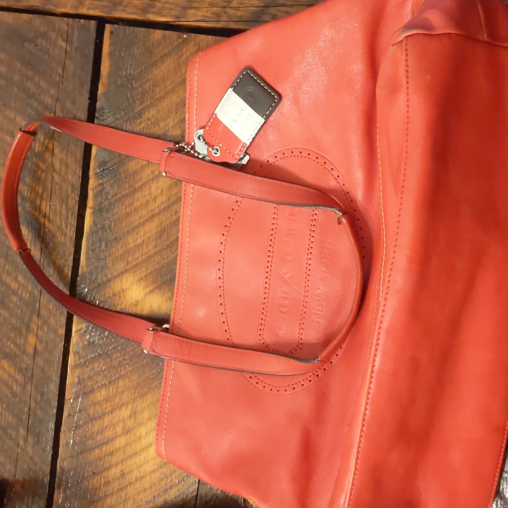 Vintage red leather coach bag
